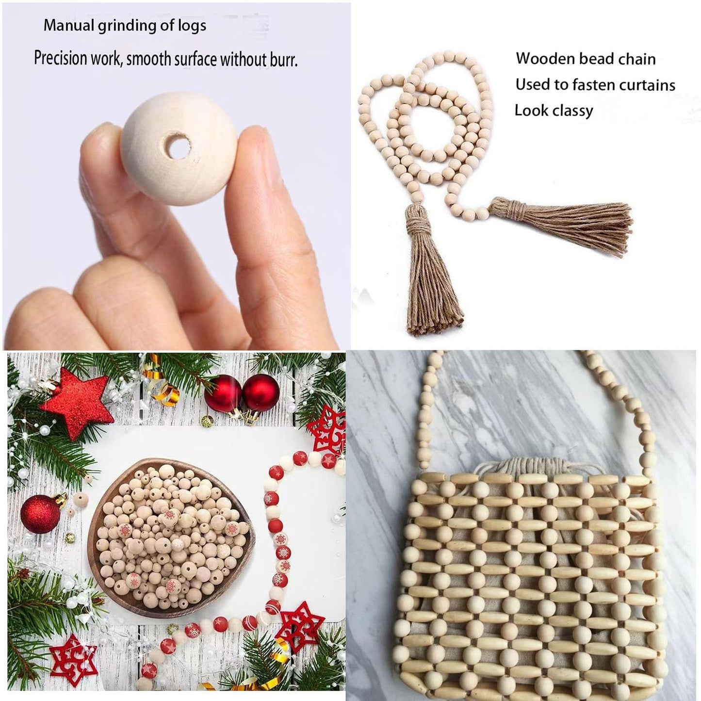 Wood Beads Round Wooden Spacer Beads Unfinished Natural Wood Loose Beads Used 300 Pcs 10/16/18/20/25MM.for Crafts Making Decorations and DIY Crafts, skrnrhrery