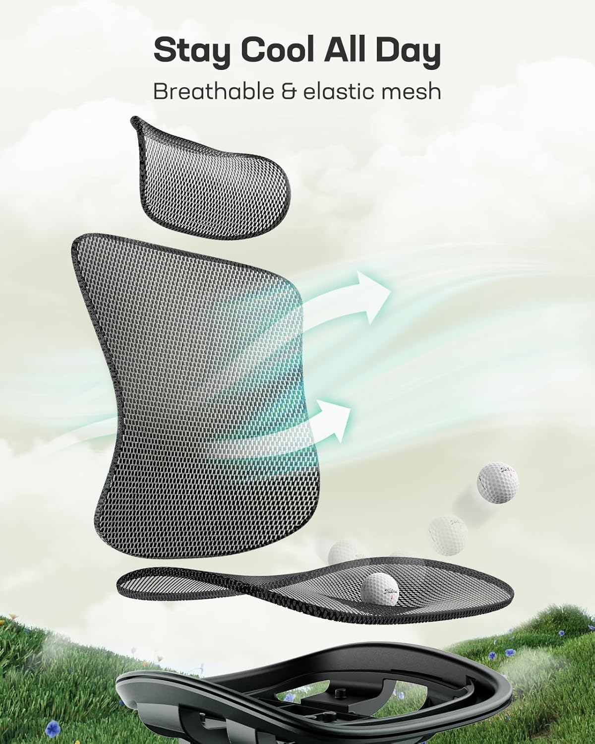 Marsail Ergonomic Mesh Office Chair, Ergonomic Gaming Chair with Adjustable Lumbar Support, 2D Headrest & Up and Down Armrest