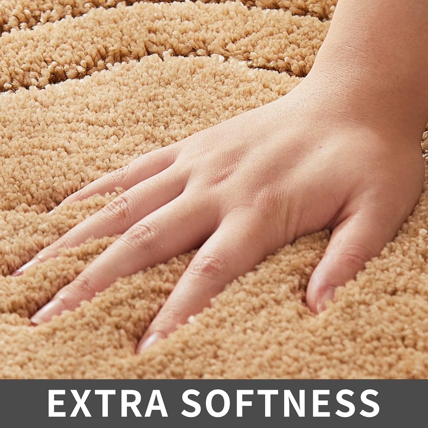 COSY HOMEER Extra Thick Bath Linen Set Rugs for Bathroom - Anti-Slip Bath Mats Soft Plush Yarn Shaggy 100% Strong Polyester Living Room Bedroom Mat Floor Water Absorbent(Beige,24x36 - Inches)