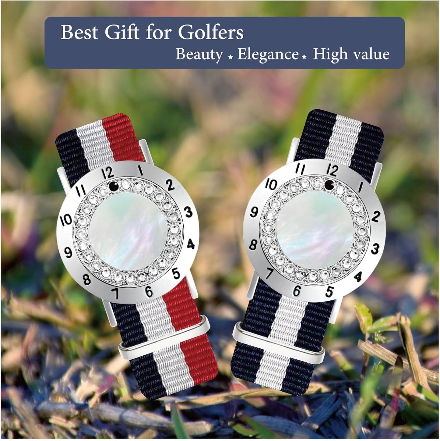 Golf Ball Marker with Golf Stroke Counter Bracelet, Pearl Crystal Ball Marker, Golf Accessories, Golf Gifts, Golf Counters for Women