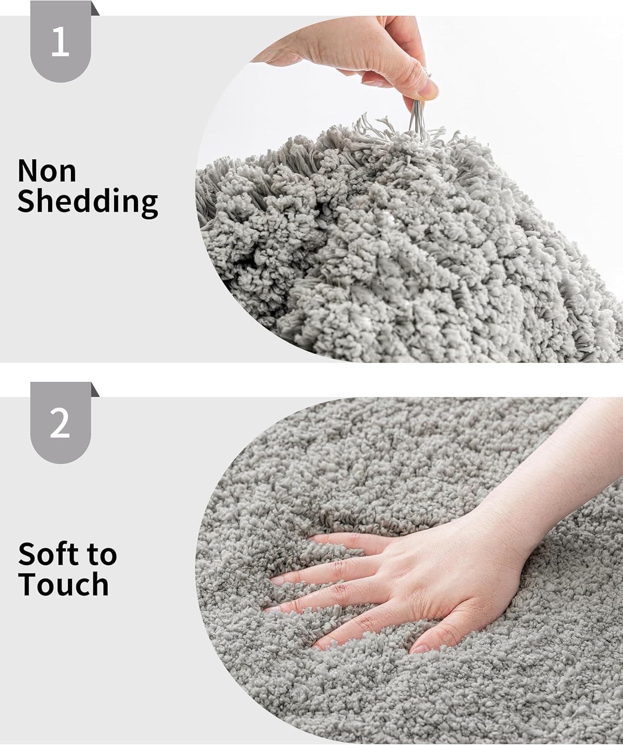 Gray Bathroom Rug 24x48 Non Slip Fluffy Bath Mat for Bathroom Floor Washable Plush Luxury Bath Rug for Tub Soft Shaggy Absorbent Shower Sink Mat