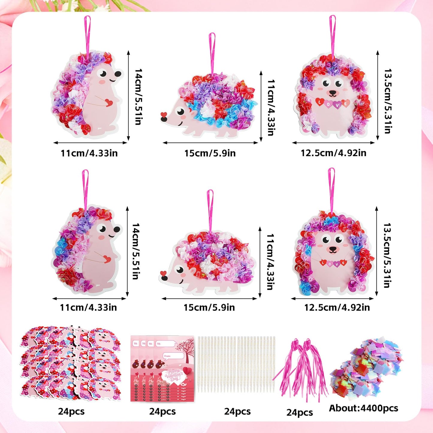 Fennoral 12 Pack Mother's Day Craft Kits for Kids Make You Own Hedgehog Heart Poke in Art and Craft with Card DIY for Mom Gift for Kids Classroom Activities Party Decoration