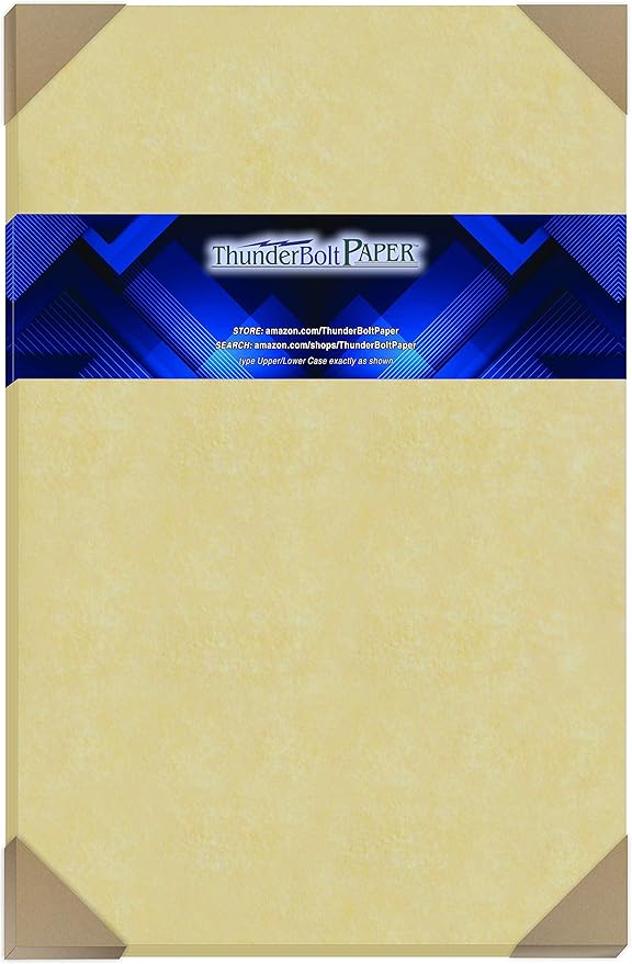 25 Gold Parchment 65lb Cover Weight Paper 11 X 17 Inches Cardstock Colored Sheets Tabloid|Ledger Size -Printable Old Parchment Semblance
