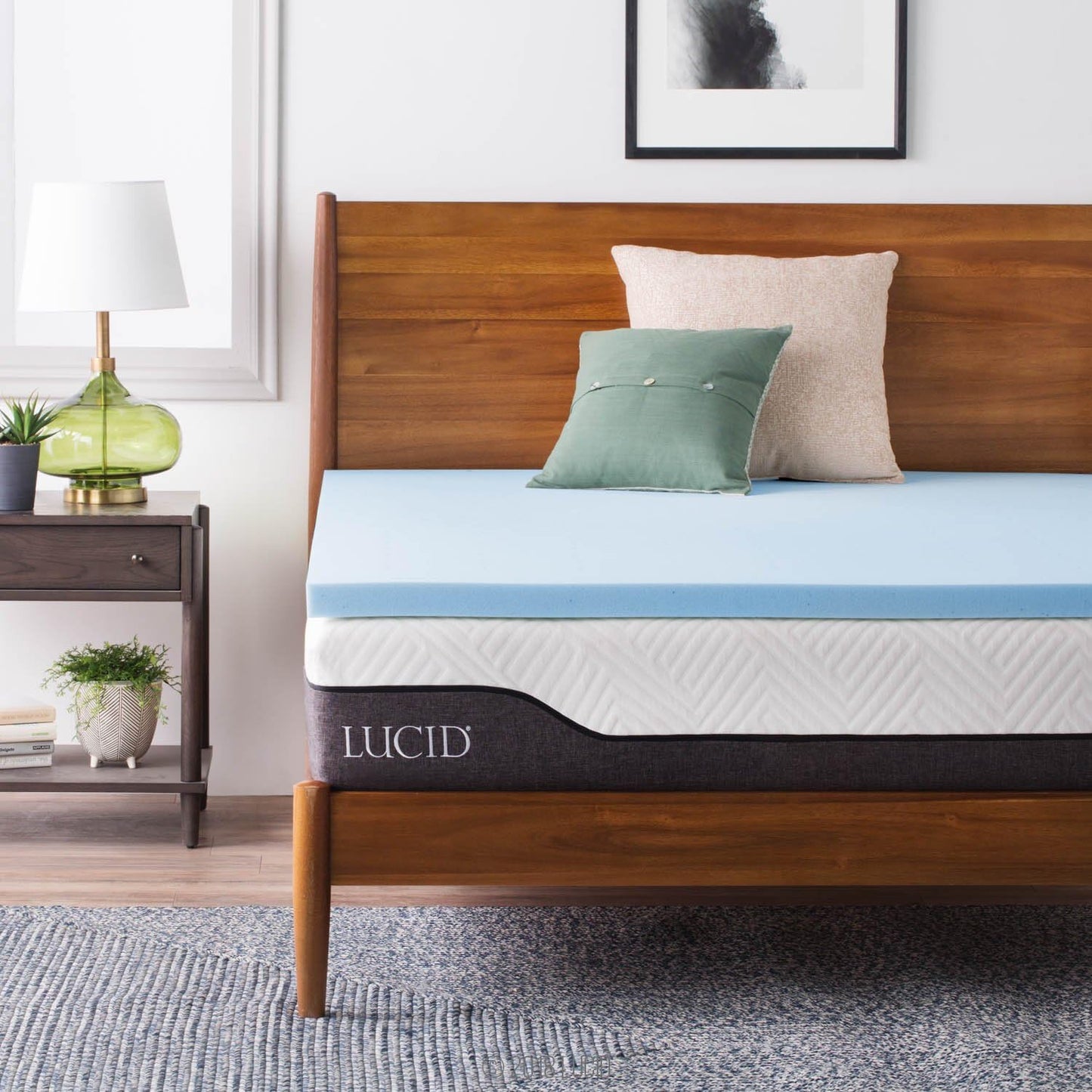 Lucid 2 Inch Mattress Topper - California King Size - Cooling Gel Infused Memory Foam - Plush Feel Pressure Relieving Bed Topper - Mattress Pad – Ventilated Breathable Design – CertiPur Certified
