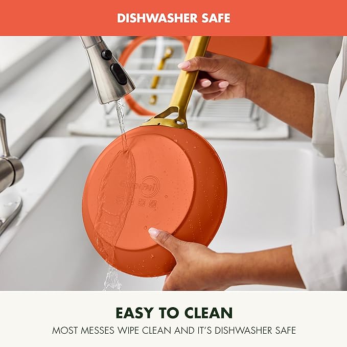 GreenPan Nonstick Reserve Pro 8" Frying Pan, NSF Certified Ceramic, Hard Anodized PFAS-Free Skillet, Stainless Steel Handles, Oven & Dishwasher Safe, Harvest Orange