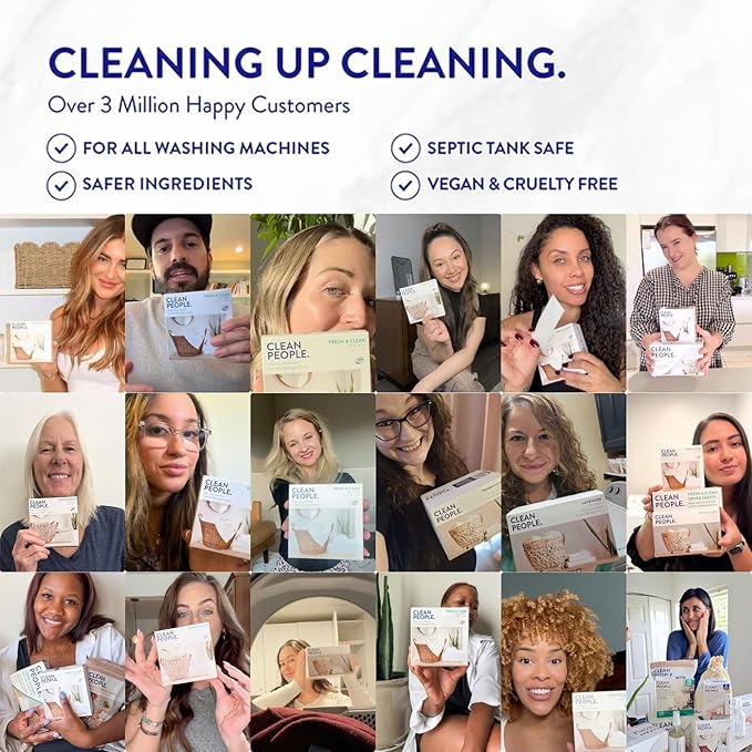 Clean People Laundry Detergent Sheets- Recyclable Packaging, Hypoallergenic, Stain Fighting, Works with All Machines including HE (384 Count, Fresh Scent)