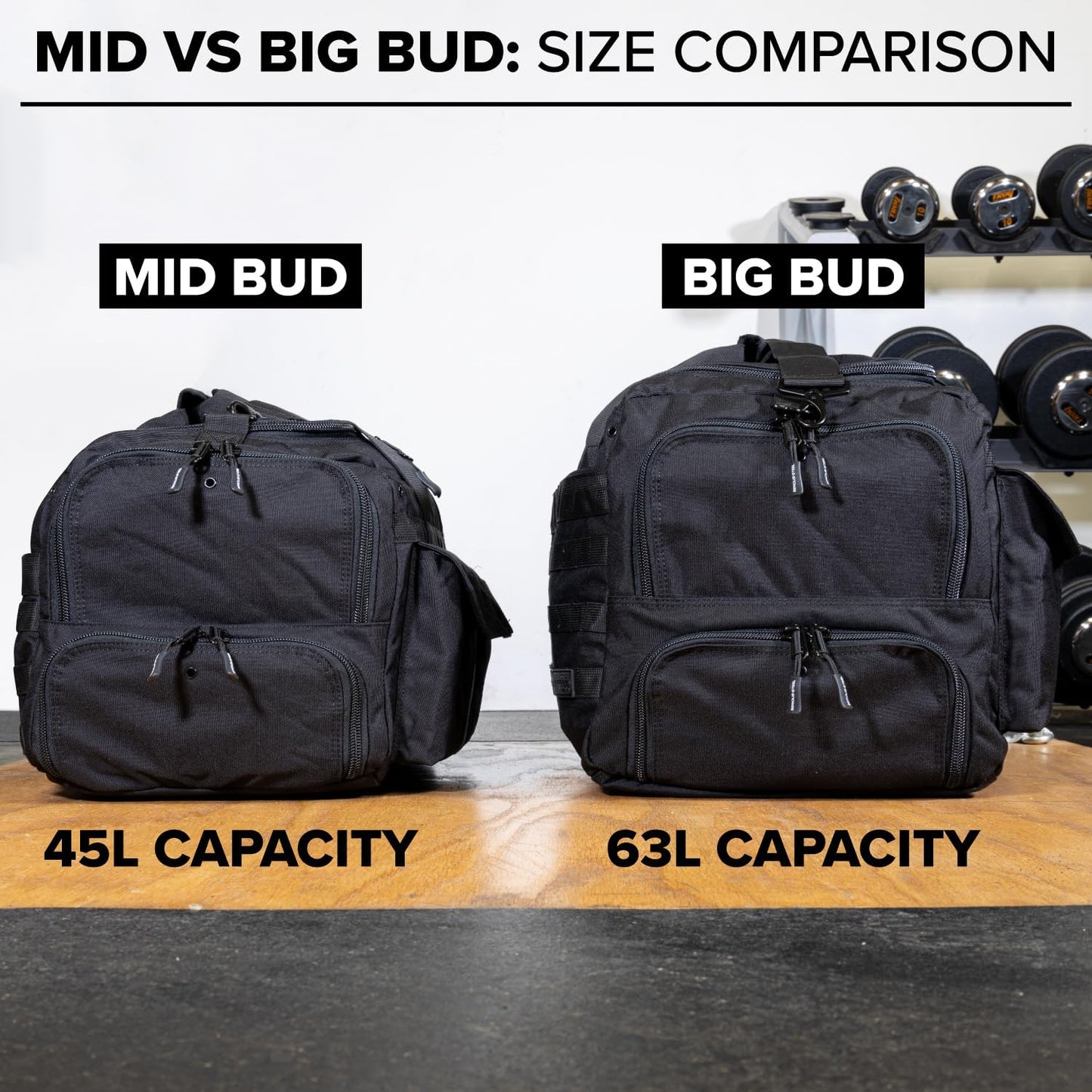 Serious Steel Fitness Heavy Duty 1000D Nylon Duffel Gym Bag (Black - Big Bud)