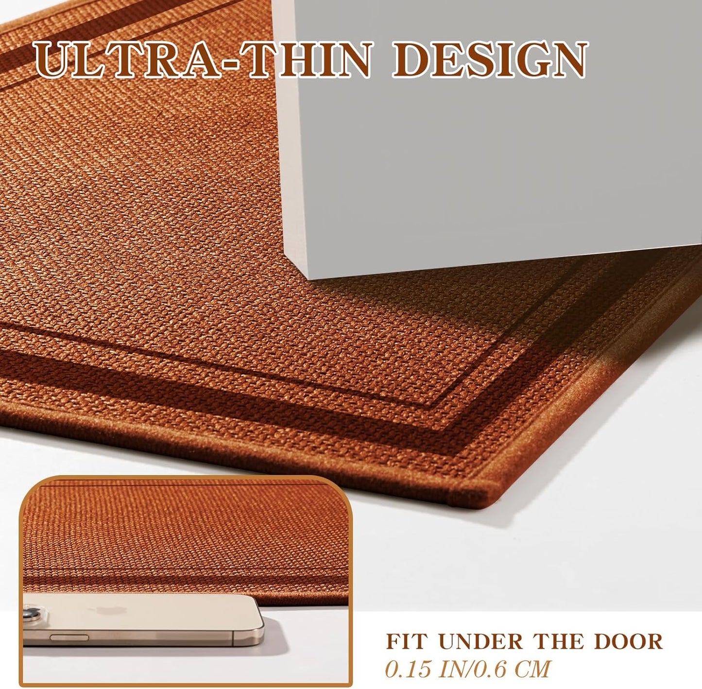 chakme Bathroom Rugs Mat 32x17, Ultra Thin Non Slip Bath Mat Quick Dry Absorbent Bath Mat for Bathroom, (Orange, 32"x17")