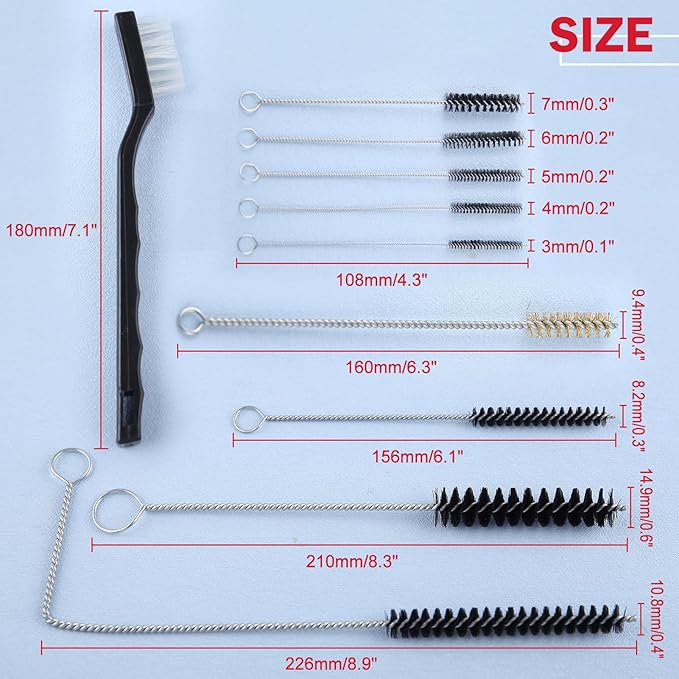 23 Pcs Air Spray Gun Cleaning Kit, Automotive Use Airbrush Cleaning Kit for Cleaning HVLP Paint Gun Airbrush Nozzles, Multi-Purpose Airbrush Set with Nylon Brush Mini Brush Needle and Bottle