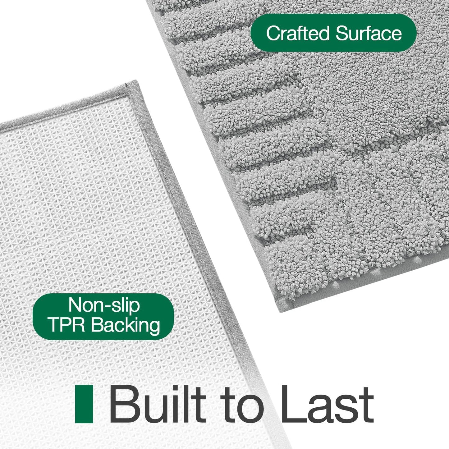 LUMI Bathroom Rugs Non Slip with Rubber Backing, Extra Soft Plush Microfiber Bath Rug Absorbent, Machine Washable Bath Mat Quick Dry for Tub, Shower, Hotel, Light Grey, 24"x36"