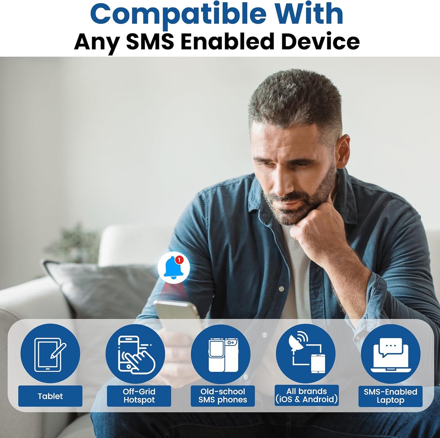 Kini SafeAlert WiFi Motion Sensor Alarm | Real-Time SMS Notification | Wireless Motion Detector for Gun Safes, Cabinets, Home, Apartments, Office | Easy Install, No Subscription, Rechargeable Battery