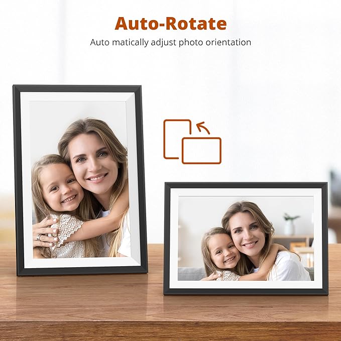 Dragon Touch 10.1'' WiFi Digital Picture Frame with Dual Swappable Snap Frames – 1280×800 HD IPS Touch Screen, Auto-Rotate, Instantly Share Photos/Videos via Free App, Gift for Birthday, Wedding, Mom