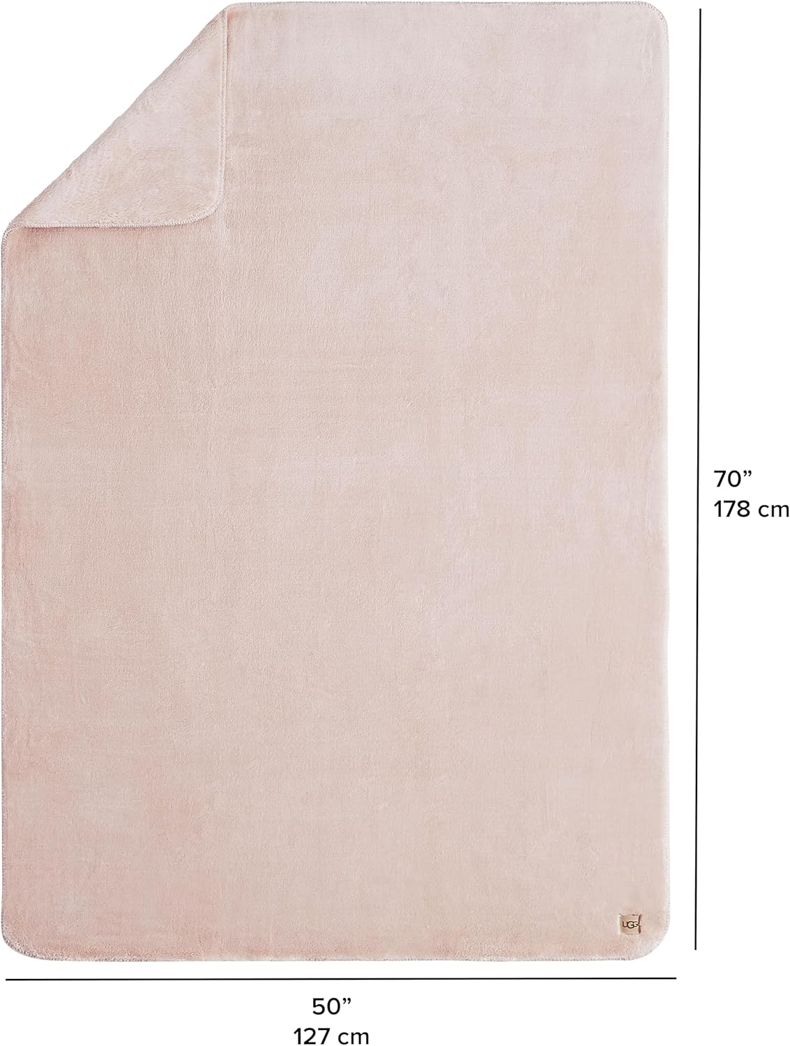 UGG Whitecap Plush Throw Blanket Fleece Lightweight Soft Throw for Couch or Bed Luxury Home Decor for Living Room Washable Hypoallergenic Blankets for Dorm Decor, 50-inch x 70-inch, Light Pink Quartz