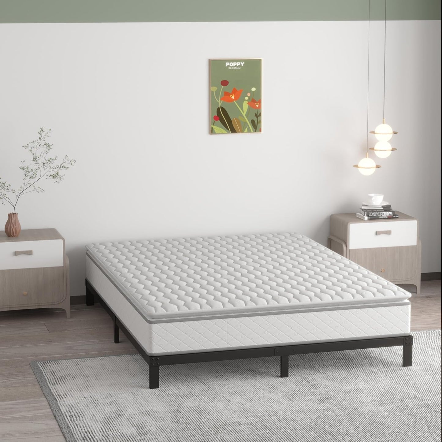 7 Inch California King Bed Frame No Box Spring Need, Low Profile Metal Platform Cal King Size Bed Frame, Heavy Duty Support Bedframes California King, Easy Assembly