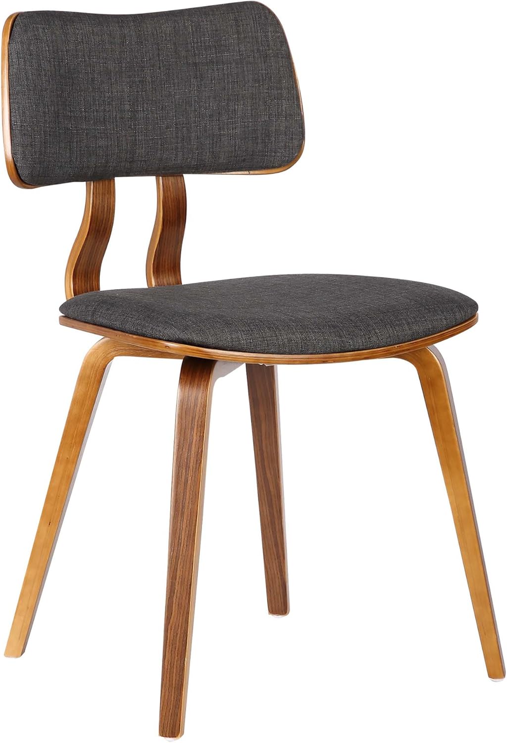 Armen Living Jaguar Mid-Century Dining Chair in Walnut Wood and Charcoal Fabric - Set of 2