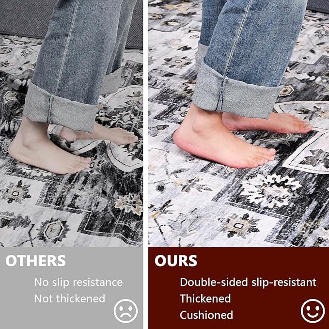 Non Slip Rug Pad Gripper, 5 x 7 Ft Extra Thick Foam Under Area Rug Carpet Pads for Any Hard Surface Floors, Keep Your Carpets Safe and in Place, Prevent Rug from Wrinkling or Buckling