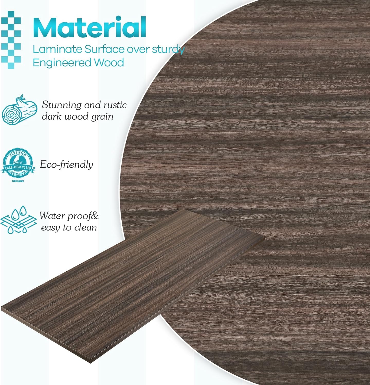 Kaboon Universal Tabletop 59.1"x23.62", Solid One-Piece Melamine Table Top, Double Desk L-Desk DIY, Home and Office Countertop,Eucalyptus