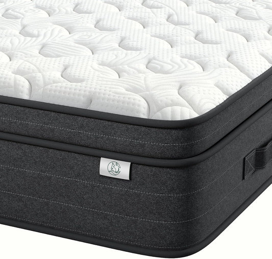 12 Inch Full Size Mattress in a Box for Back Pain, Medium Firm Feel Fiberglass Free Hybrid Mattress with Individual Pocket Springs and Pressure-Relieving Memory Foam, 120-Night Trial