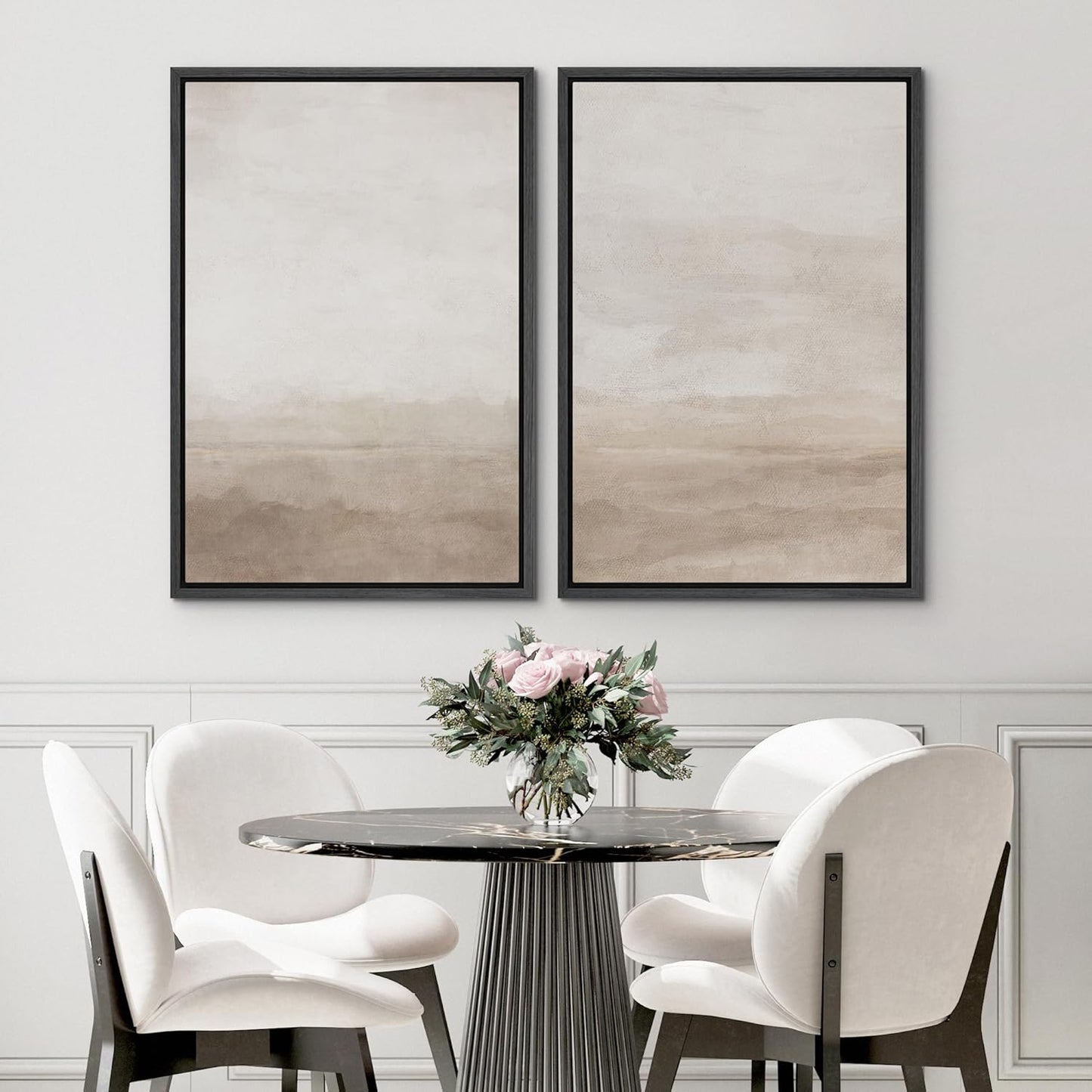SIGNWIN Framed Canvas Print Wall Art Abstract Wave Pattern Modern Art Minimalist Neutral Decor for Living Room, Bedroom, Office - 16"x24"x2 Black