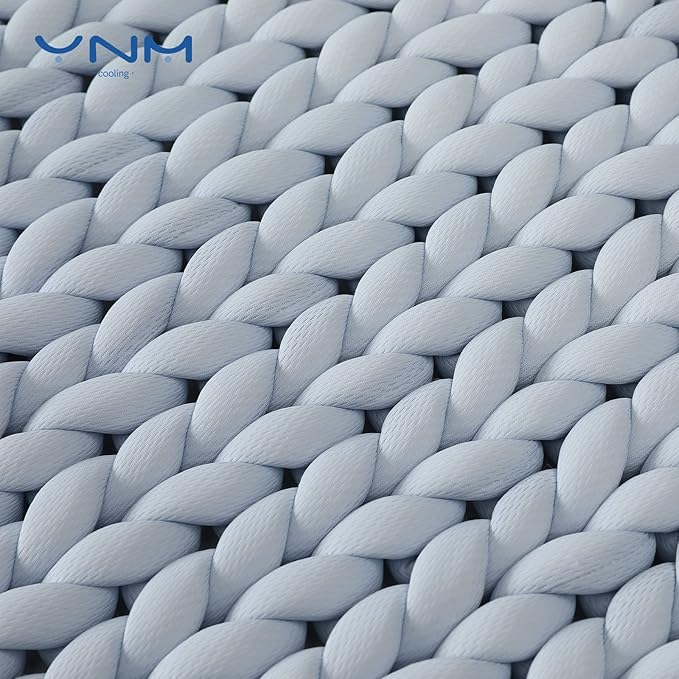 YnM Cooling Weighted Blanket, Handmade Chunky Yarn Knitted Design, Temperature Regulating and Breathable, Machine Washable Throw for Sleep or Home Decor (Azure Blue, 60x80 Inch, 20lbs)