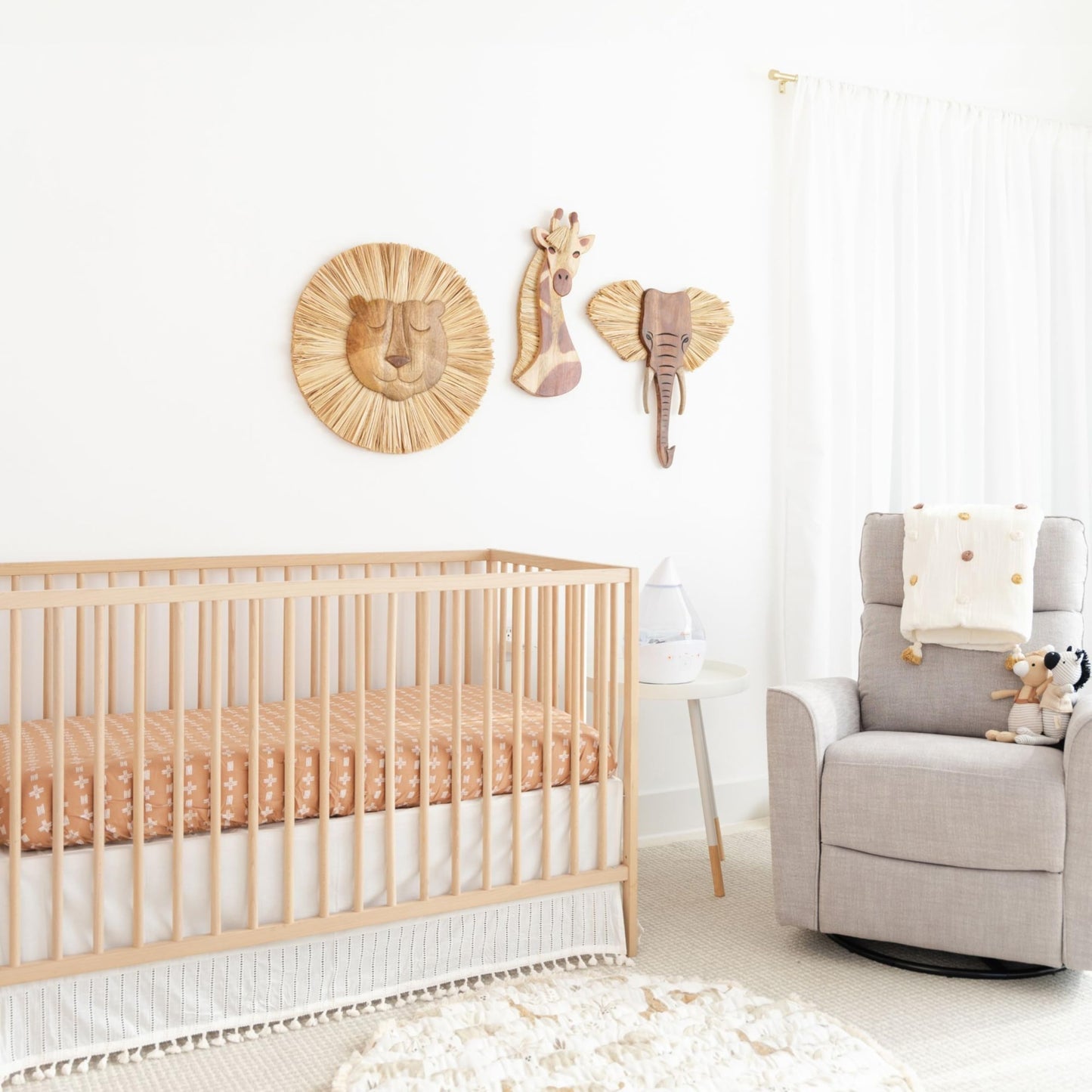 Crane Baby Handmade Wooden Safari Wall Decor, Wood Animal Wall Art for Nursery and Gender Neutral Safari Room Decor, Giraffe, 21" x 8"