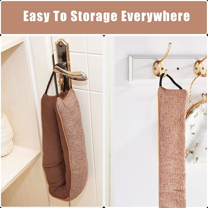 Marwood Under Door Draft Stopper 30 inch Wind Stopper for Door & Window, Weighted French Air Draft Stopper Front Door Snake Noise Blocker for Bottom of Door with Hanging Loops - Brown