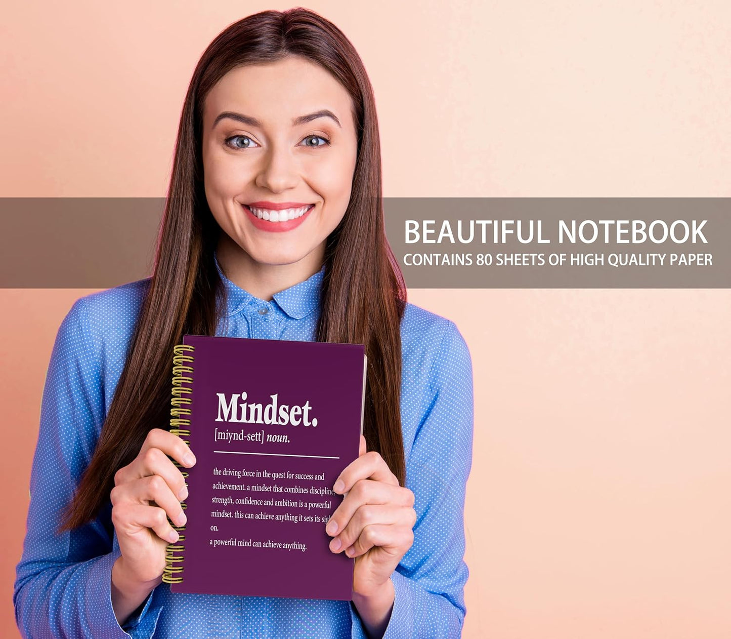Knibeo Mindset Inspirational Notebooks Journal - Anti Anxiety Notebook, 5.5×8.3 Inch Inspirational Spiral Bound Notebook with 164 Pages, College School Supplies(Violet)