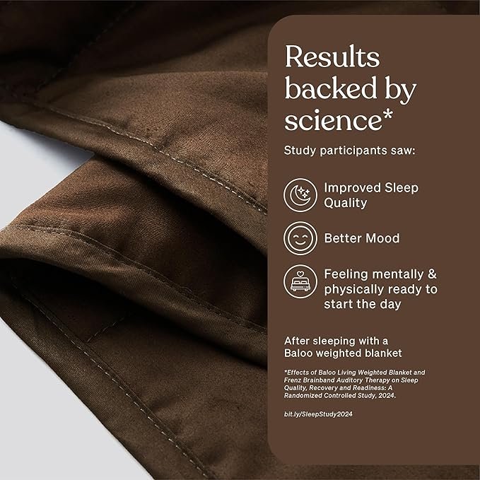 Baloo Weighted Blanket for Adults 12 lb Throw (Cocoa, 42"x72") | Cool & 100% Cotton | Machine Washable & Dryer Safe | Glass Microbead Fill