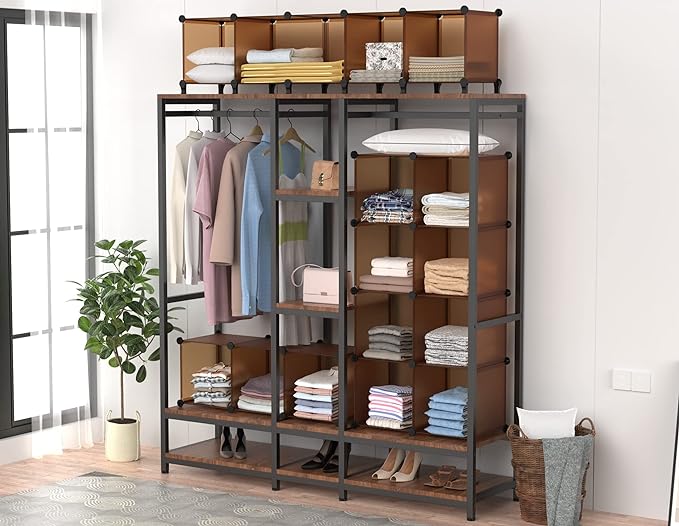 HOMIDEC Closet Organizer, 12-Cube Closet Organizers and Storage, Cube Storage Organizer for Kids, Closet, Bedroom, Bathroom, Office, Brown