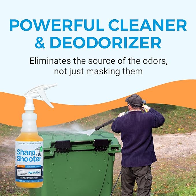 KINZUA ENVIRONMENTAL Sharpshooter, Heavy-Duty Trash Can Odor Eliminator & Degreaser, Garbage Surface Cleaner and Deodorizer Foam, Professional-Grade, Fresh Citrus Scent, 32 oz, Pack of 2