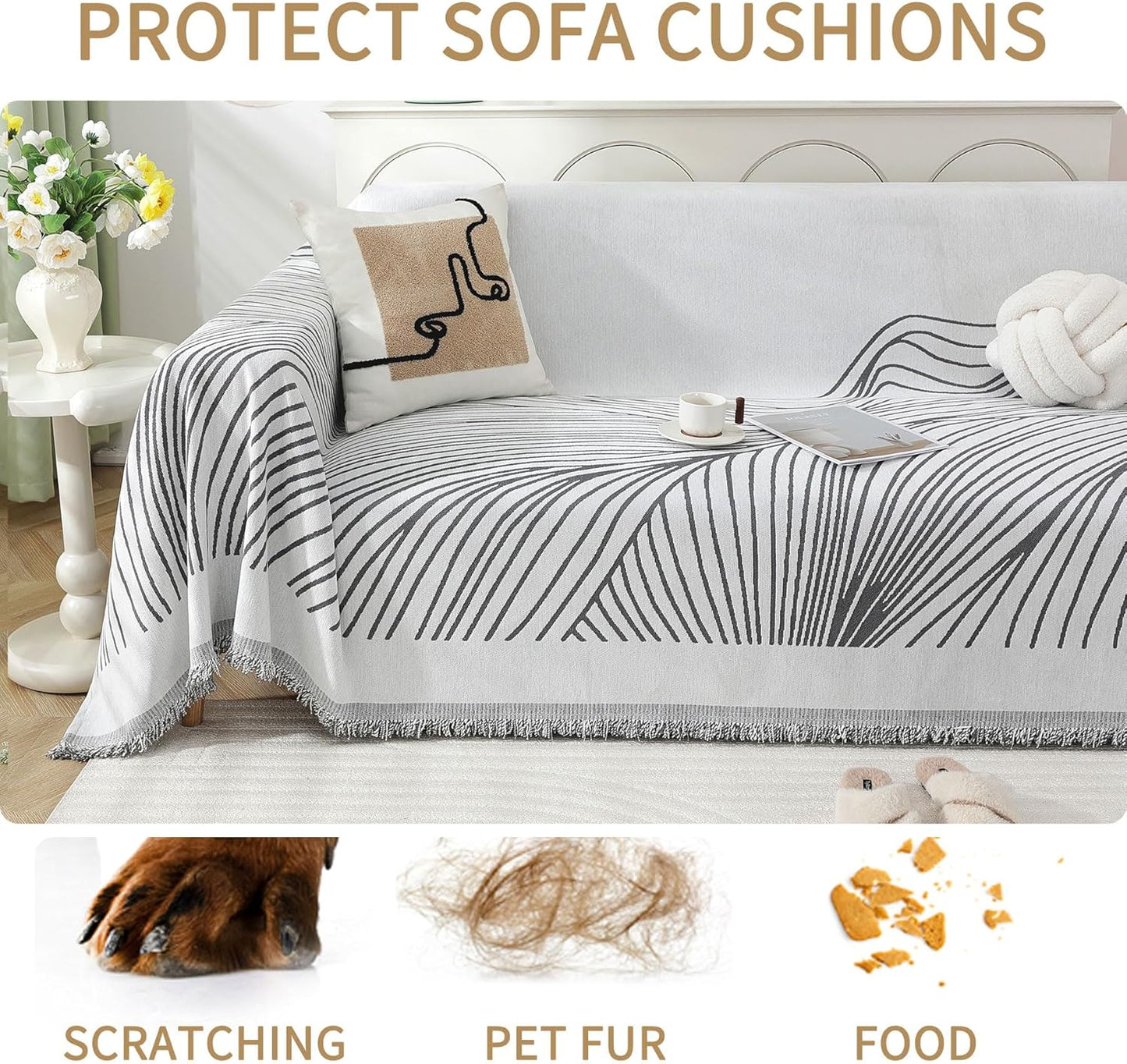 Non Slip Sofa Covers Couch Covers for 3 Cushion Couch Sofa Pet Friendly Washable Couch Cover, Soft Thick Sectional Couch Covers L Shape Furniture Protector for Kids, Dogs 71" X118"