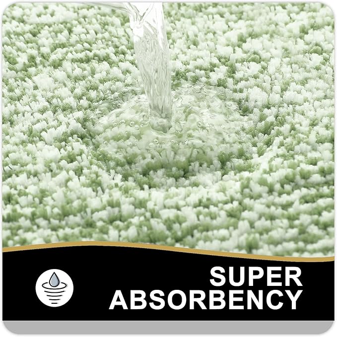 OLANLY Bathroom Rugs 36x24, Extra Soft and Absorbent Microfiber Bath Mat, Non-Slip, Machine Washable, Quick Dry Shaggy Bath Carpet, Suitable for Bathroom Floor, Tub, Shower (Large, Sage Green)
