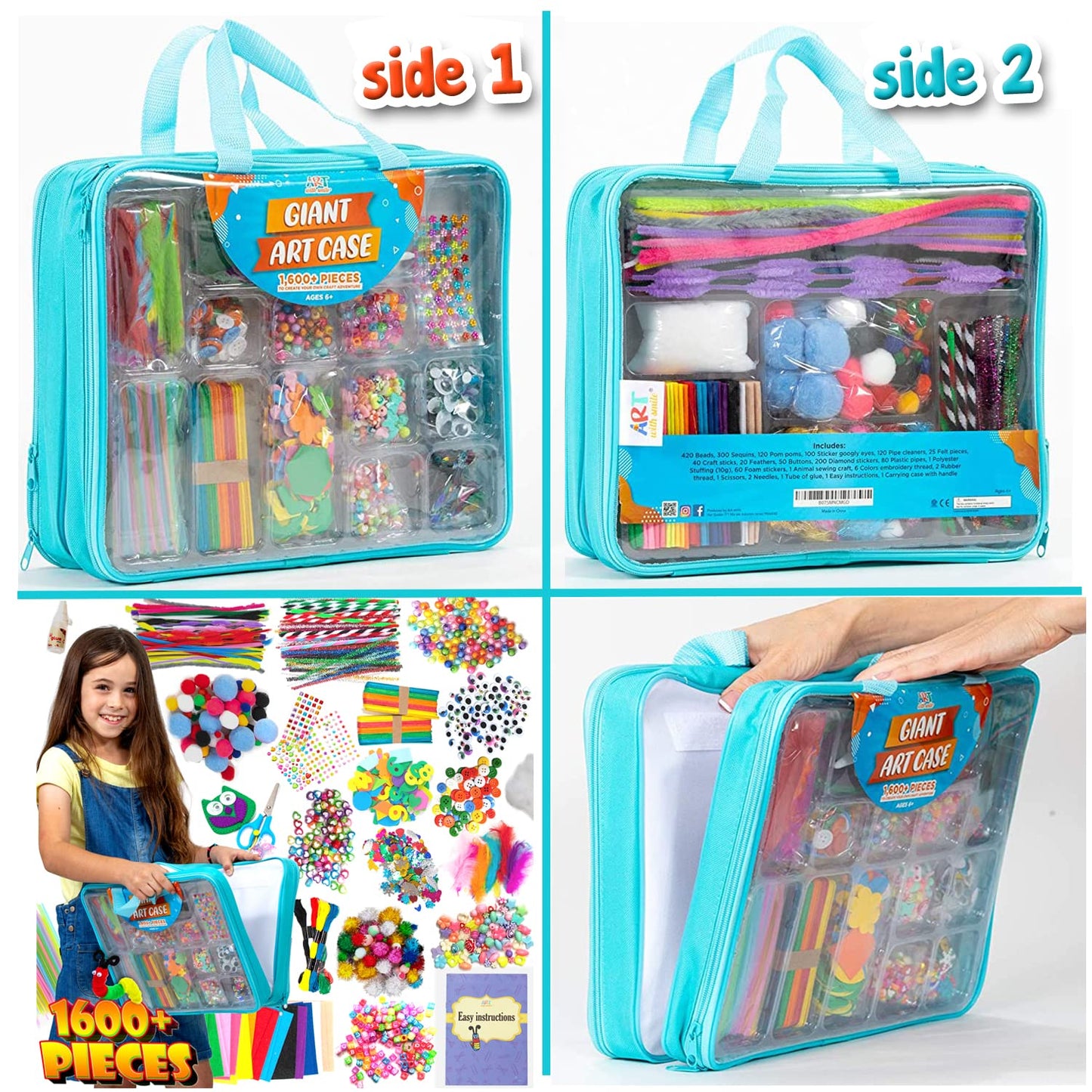 Arts and Crafts Supplies for Kid - 1600+Pcs Craft Kits for Kids - DIY School Craft Project for Kids Age 4 5 6 7 8-12 Christmas Gifts for Girls and Boys Crafts for Girls Ages 8-12 Arts Activities