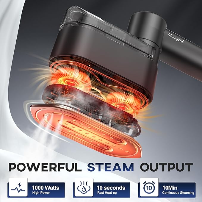 Travel Steamer - Portable Steamer for Clothes, 8FT Power Cord, Handheld Small Size Steam Iron Collapsible Design, Travel College Dorm Home Essentials (Black)