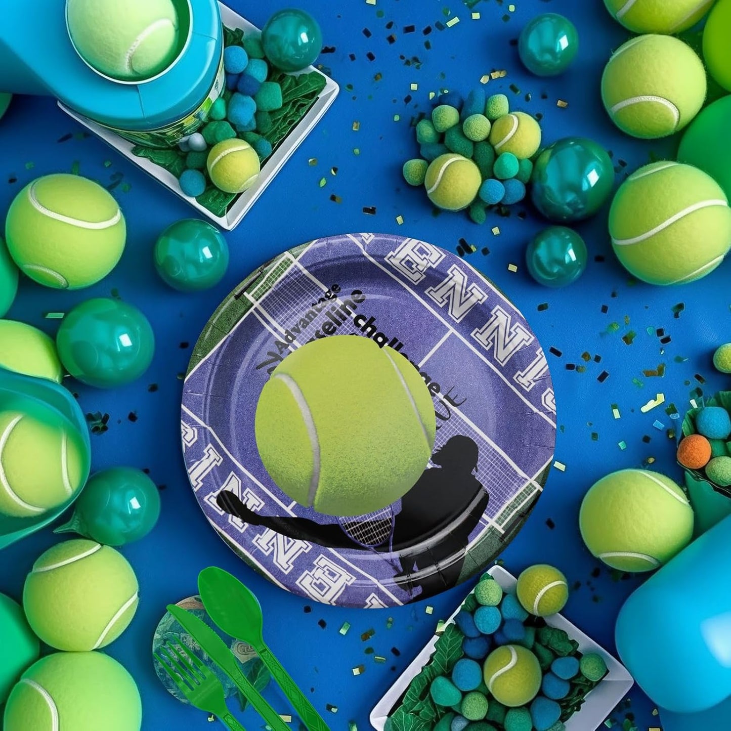 Tennis Party Decorations Set - Fun Tennis Party Plates, Napkins, and Forks for an Exciting Celebration - Disposable Tennis Party Supplies for Birthdays and Events
