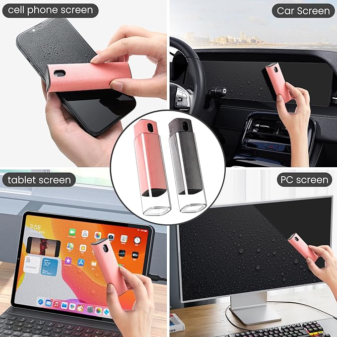 Touchscreen Screen Cleaner Kit 2 Pcs, Phone, Tablet and Car Screen Cleaner, Two in One Spray and Microfiber Cloth(2 Pack Grey)