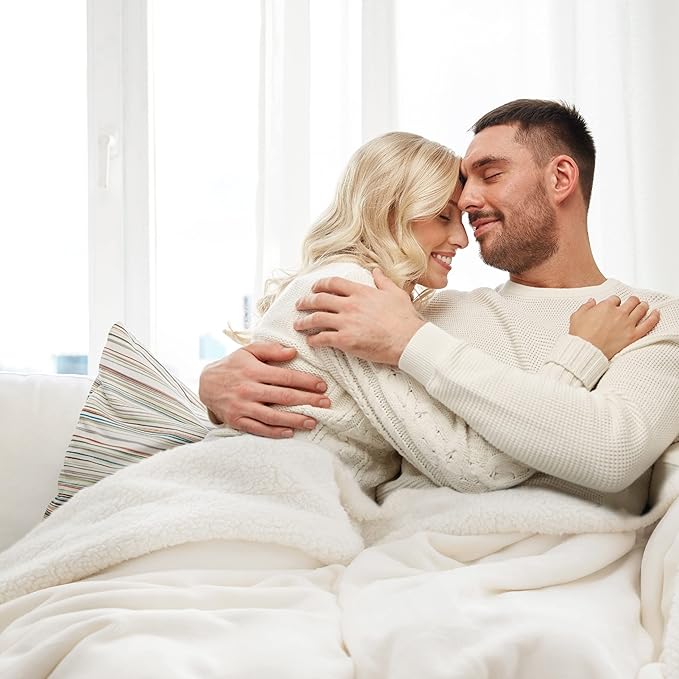 Bedsure GentleSoft Sherpa Fleece Blankets King Size for Bed - Thick and Warm Throw for Women and Men, Soft Fuzzy Plush King Blanket for Winter, Non-Heated, Cream, 108x90 Inches