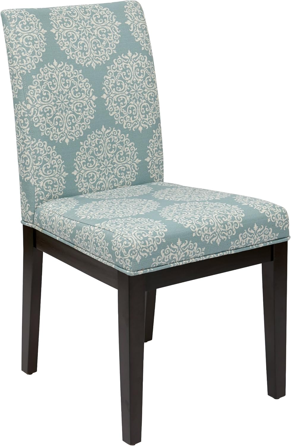 OSP Home Furnishings Dakota Upholstered Parsons Dining Chair with Espresso Finish Wood Legs, Gabrielle Sky