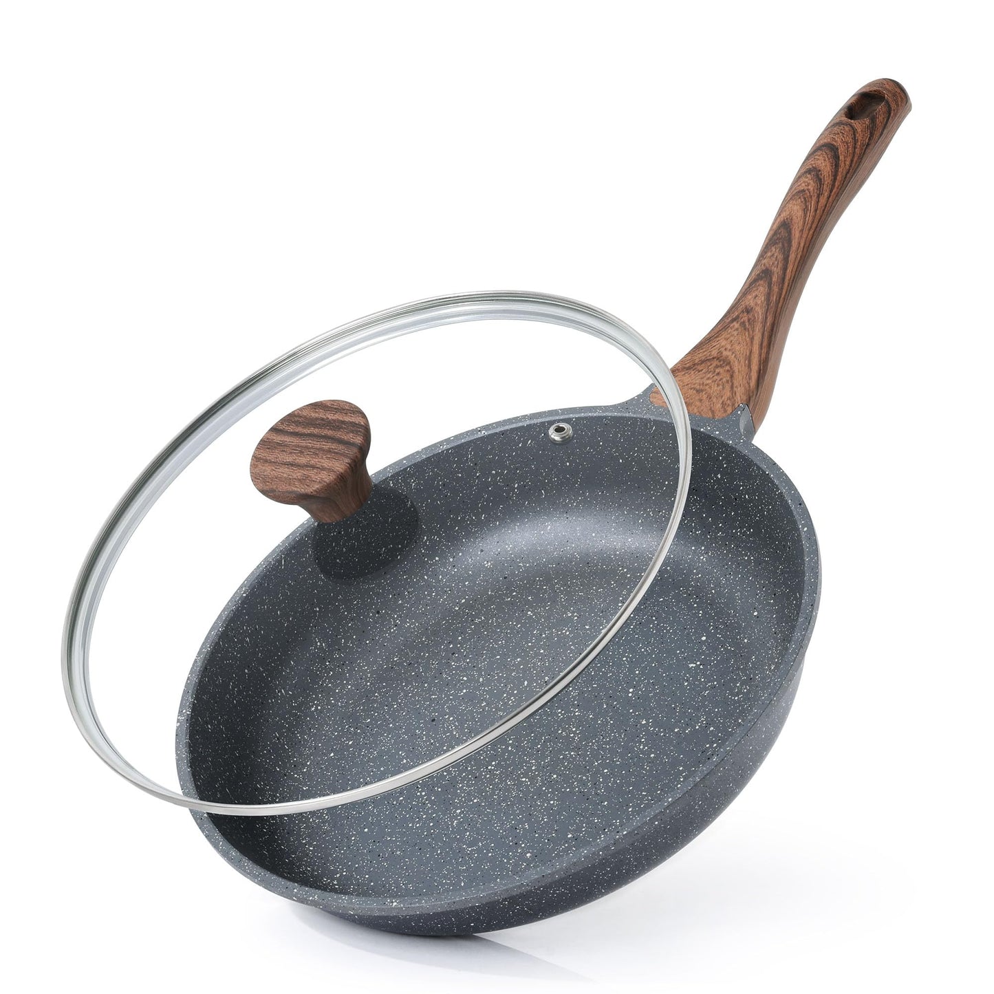 SENSARTE Nonstick Frying Pan Skillet with Lid, Omelet Pan with Cover, Healthy Egg Pan Chef's Pan, Kitchen Cooking Pan, PFOA Free (8inch + Glass Lid)