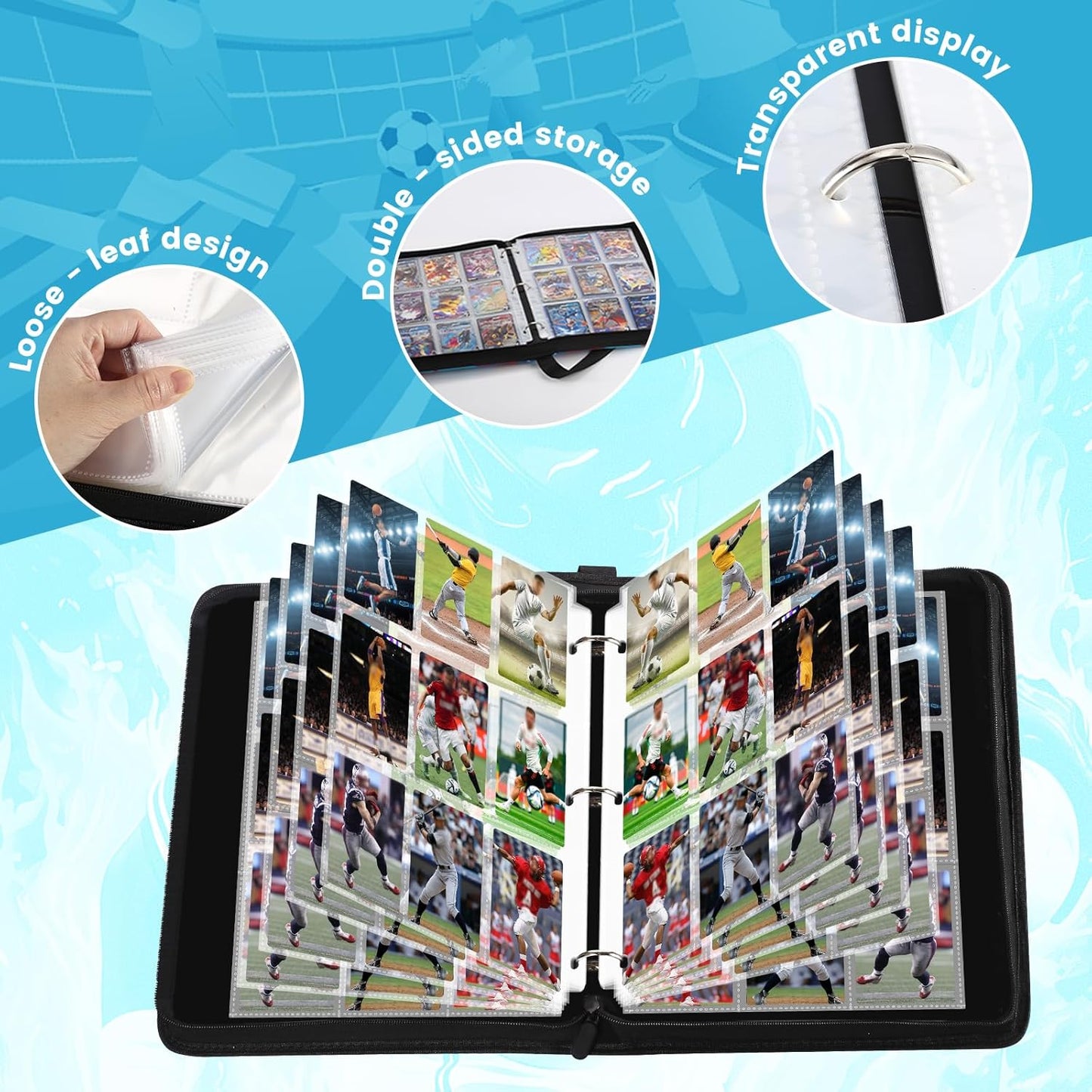 Baseball Card Binder with Sleeves 900 Pockets, Gifts for Baseball Card Collectors, Trading Card Holder Compatible with Topps Card, 50 Sleeves Card Album Card Storage Organizer