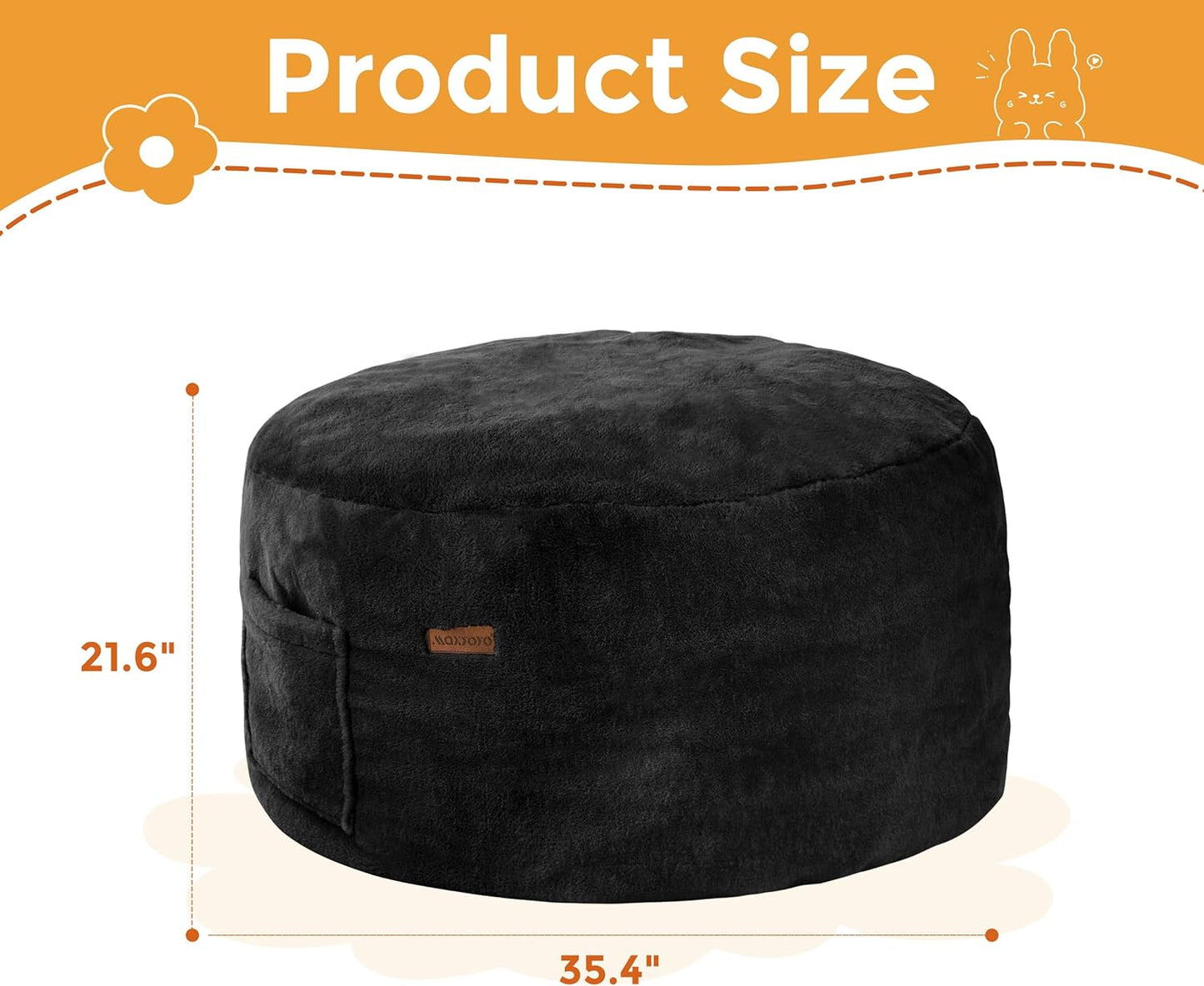 MAXYOYO Kids Bean Bag Chair, Stuffed Faux Fur Bean Bag for Toddler, Ultra Soft Floor Sofa with High-Density Foam Filling, Lazy Chair for Living Room, Playroom, Nursery Room
