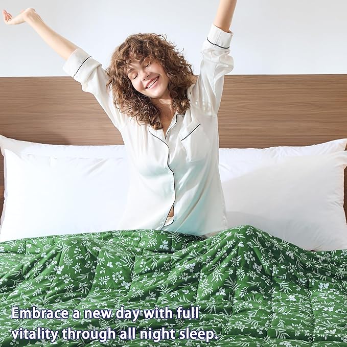 yescool Weighted Blanket for Adults (20 lbs, 60” x 80”, Forest) Cooling Heavy Blanket for Sleeping Perfect for 190-210 lbs, Queen Size Breathable Blanket with Premium Glass Bead, Machine Washable
