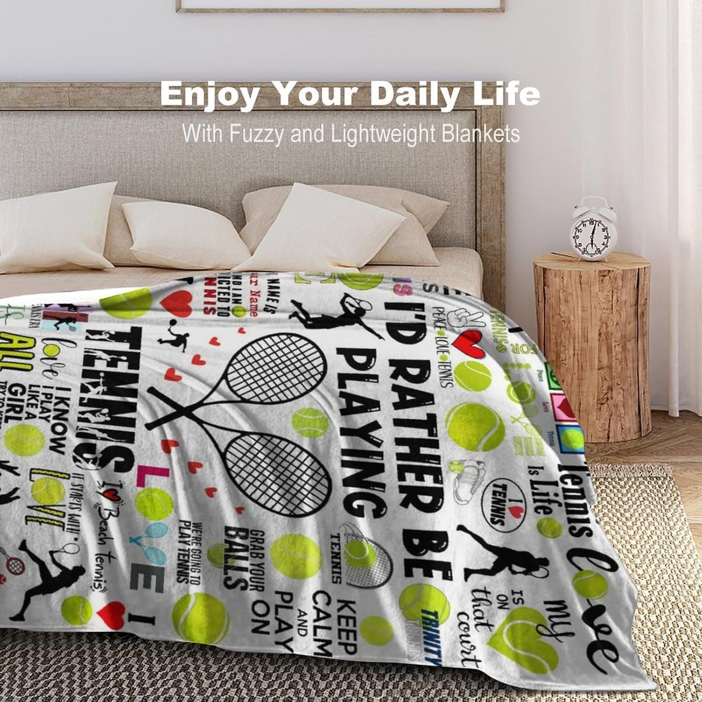 Tennis Blanket Soft Cozy Flannel Throw Blankets Bedding Tennis Lovers Merch Gifts for Boys Girls Women Adults Gifts 60"X50"