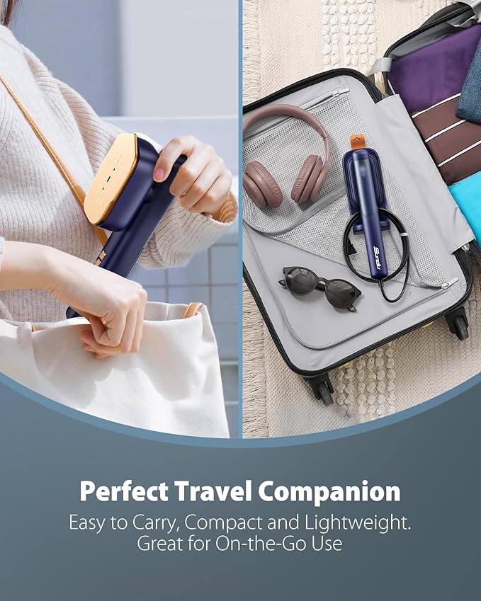 Travel Steamer for Clothes, 1100W Portable Steamer ＆ Iron 2 In 1, 10s Heat Up, Mini Clothes irons Dry Ironing, Ceramic Heat Panel, Large Tank, Garment Steamer for Home and Travel