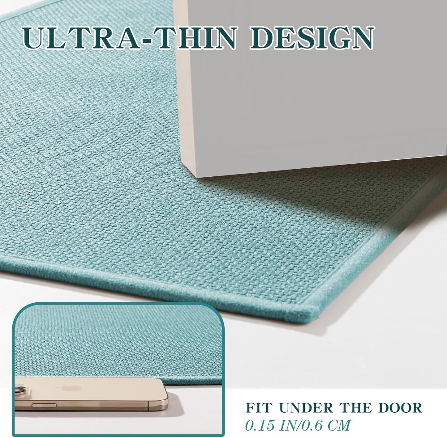 chakme Bathroom Rugs Mat 47x17, Ultra Thin Non Slip Bath Mat Runner Quick Dry Absorbent Bath Mat for Bathroom Floor, (Light Blue, 47"x17")