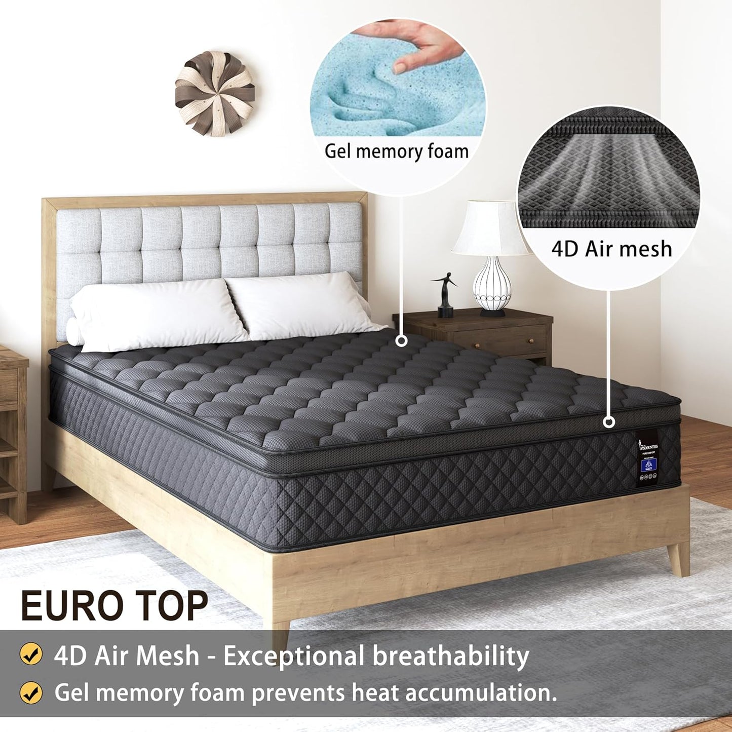 Twin Mattress, 10 Inch Hybrid Mattresses Euro Top Medium Firm for Back & Lumbar Support,Individual Pocket Spring Bed for Motion Isolation & Pressure Relief