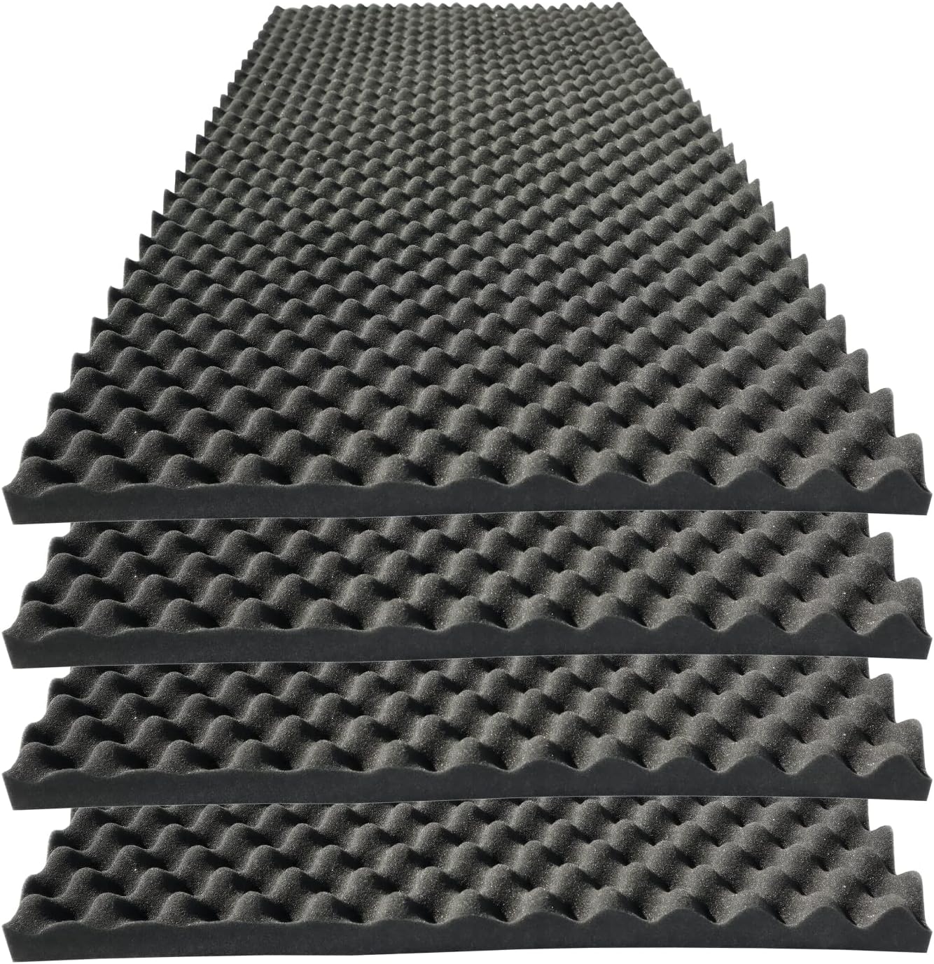 4 PCS Acoustic Panels,48''X24''X2'' Egg Crate Foam Soundproof Foam Wall Panels,High Density Fireproof Noise Cancelling Foam Studio Foam Panel,Noise (Black)