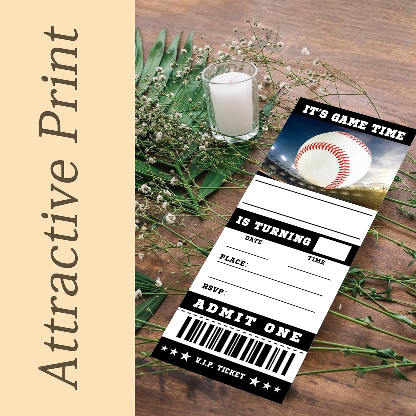 20 Baseball Game Ticket Invite Cards-Baseball Birthday Invitation with Envelopes for Teens kids Adults-Sports Birthday Cards-Party Favor & Supplies (3×8 inch)-A08
