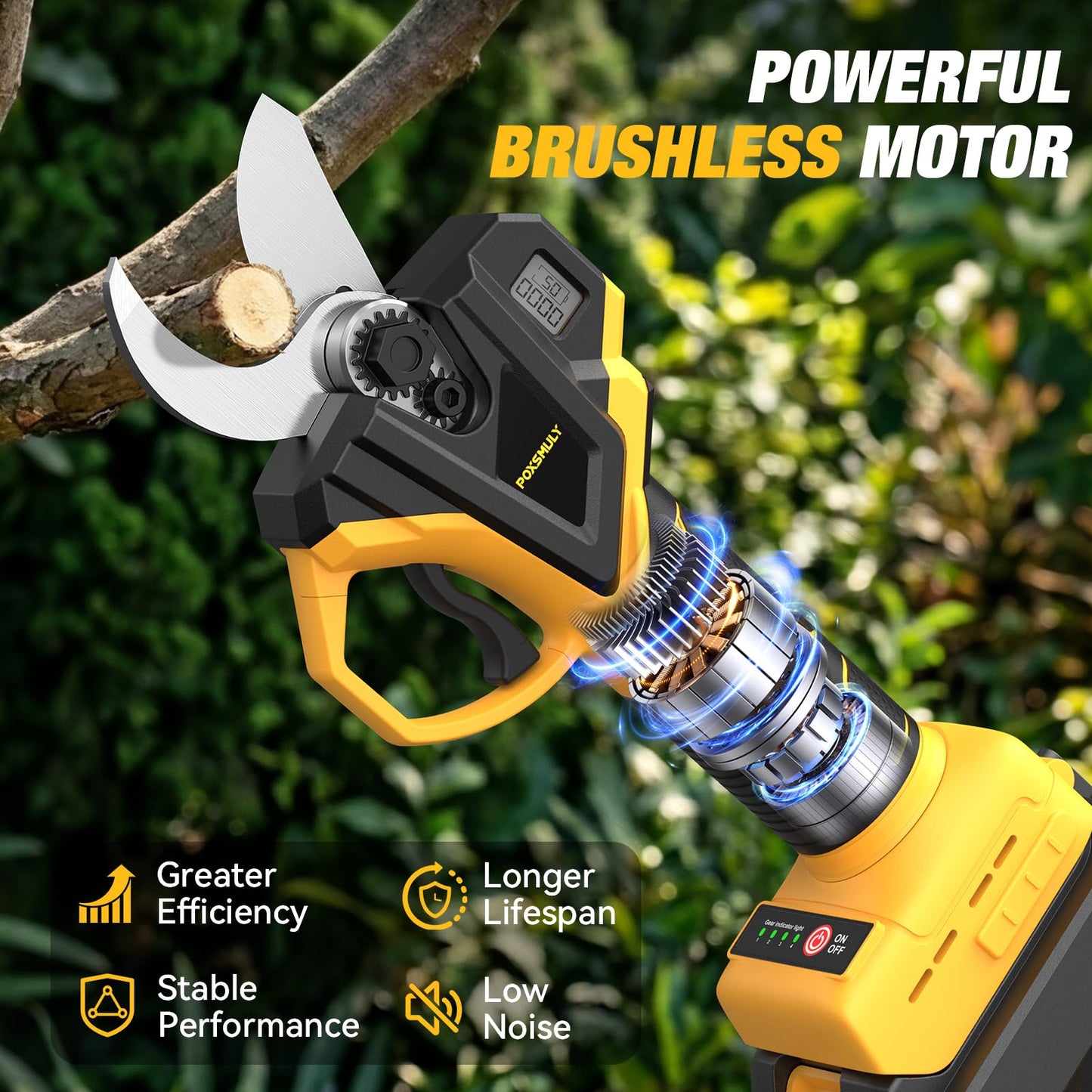2-In-1 Electric Pruning Shears for De-walt 20v Max Battery, 1.6" Cutting Diameter Cordless Pole Pruners 20v - Brushless Motor, 4 Modes Electric Pruning Shears for Gardening & Tree Trimmer (No Battery)