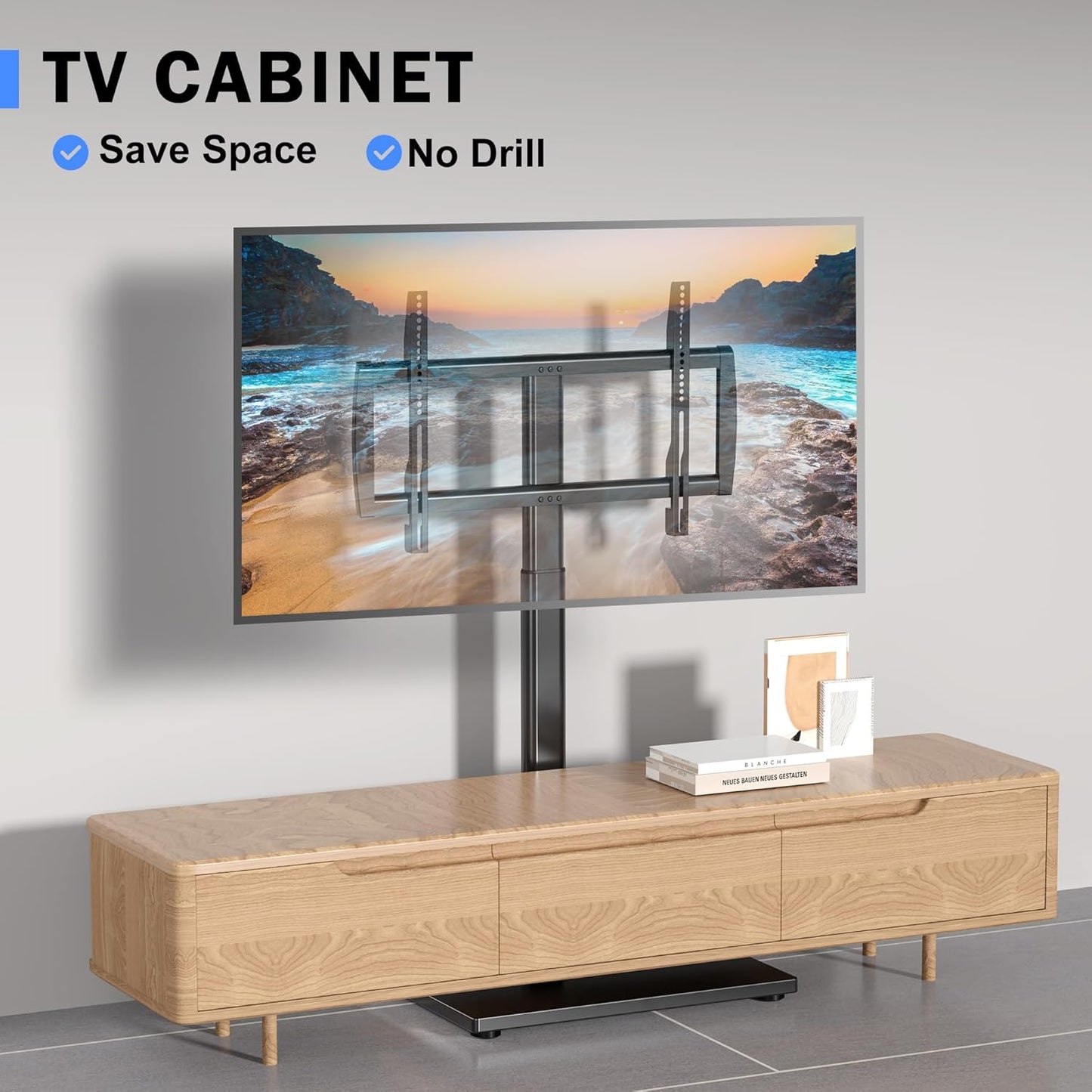 Universal Pedestal TV Stand with Bracket for 32"-75" TVs Floor TV Stand w/Cable Management Holds 132lbs Max VESA 600x400mm TS004H